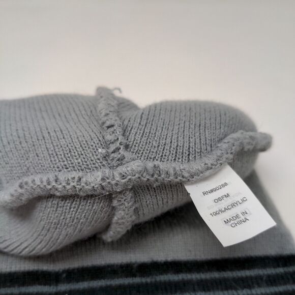 Adidas Men's Knit Beanie Hat Gray One Size Striped 100% Acrylic Warm Soft - Picture 10 of 11